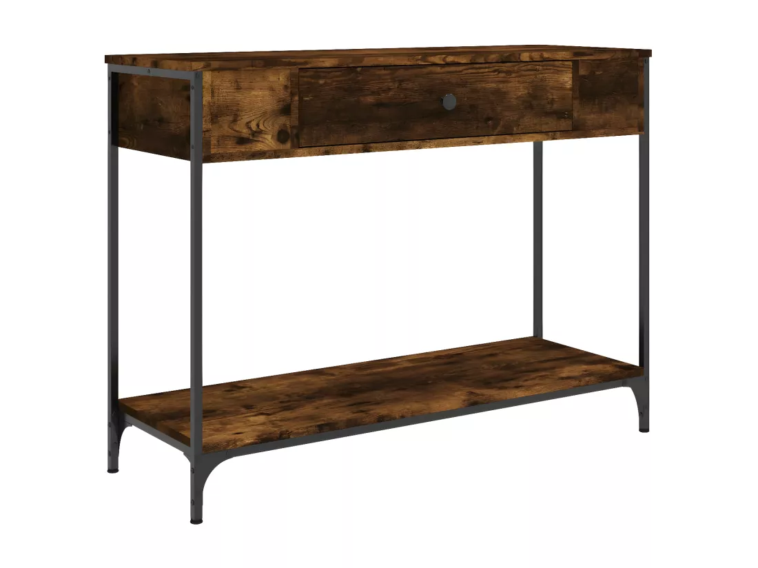 Table console chêne fumé 100x34,5x75 cm bois d'ingénierie