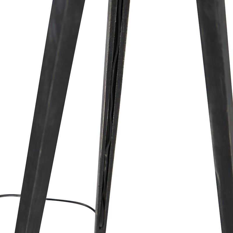 QAZQA - Country House I Vintage Landelijke Vloerlamp Tripod Zwart - Tripod Klassiek I Woonkamer I Slaapkamer - Houten Langwerpig - LED Geschikt E27