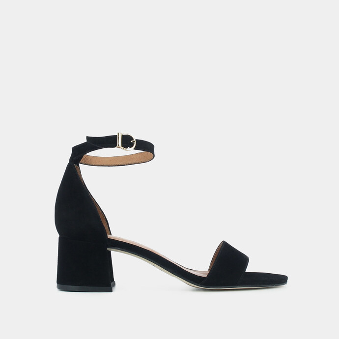 Sandales à talons carrés  en velours noir