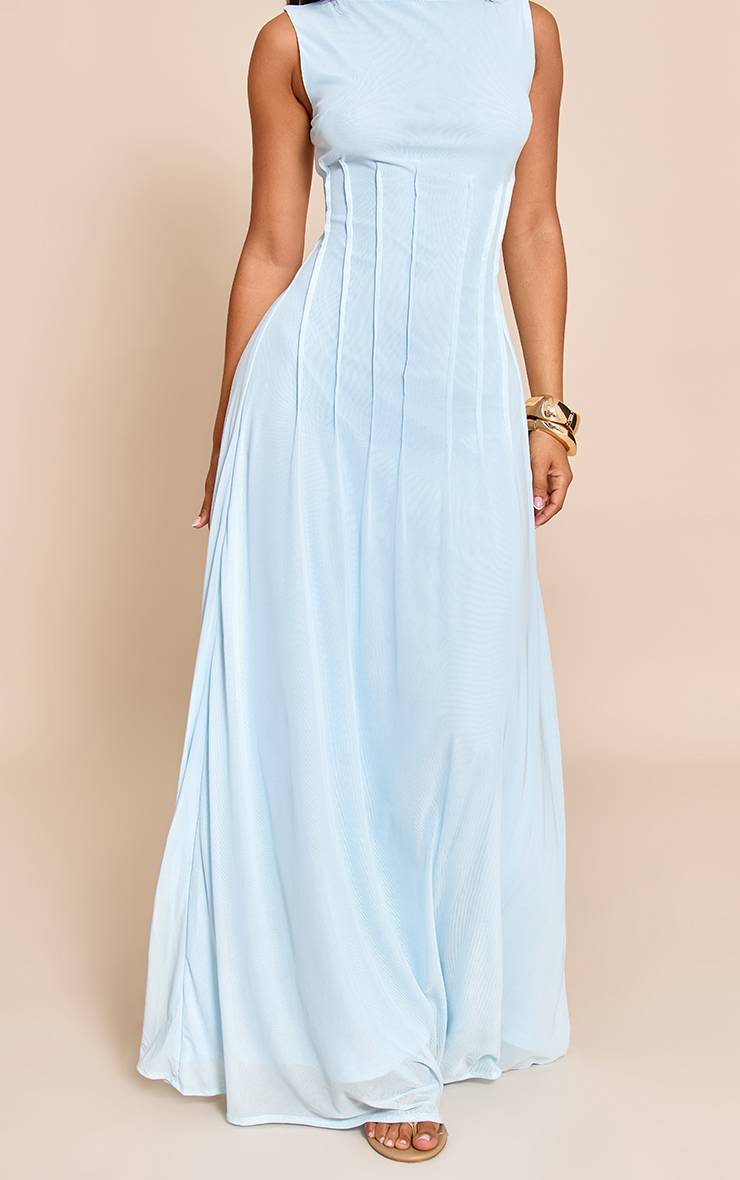 Bleu Robe Maxi Petite Bleu Ciel Avec Détail De Couture Frontale