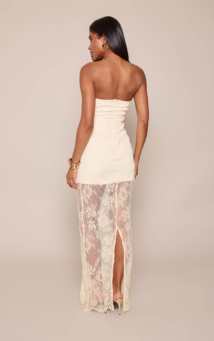 Citron Robe Maxi Tissée À Bustier Avec Ourlet En Dentelle