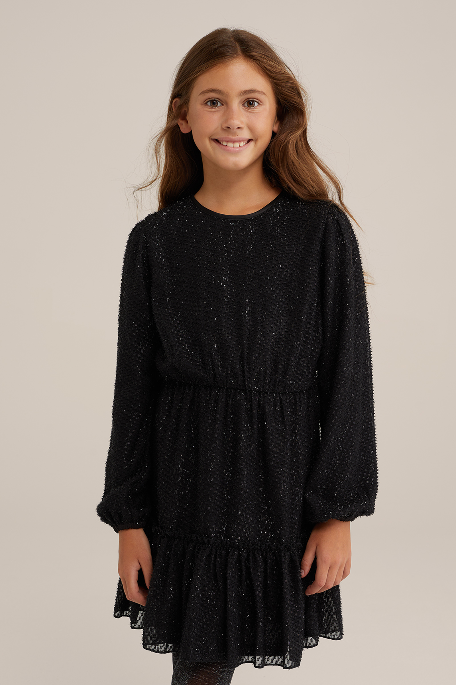 Meisjes jurk met glittergaren WE Fashion Zwart