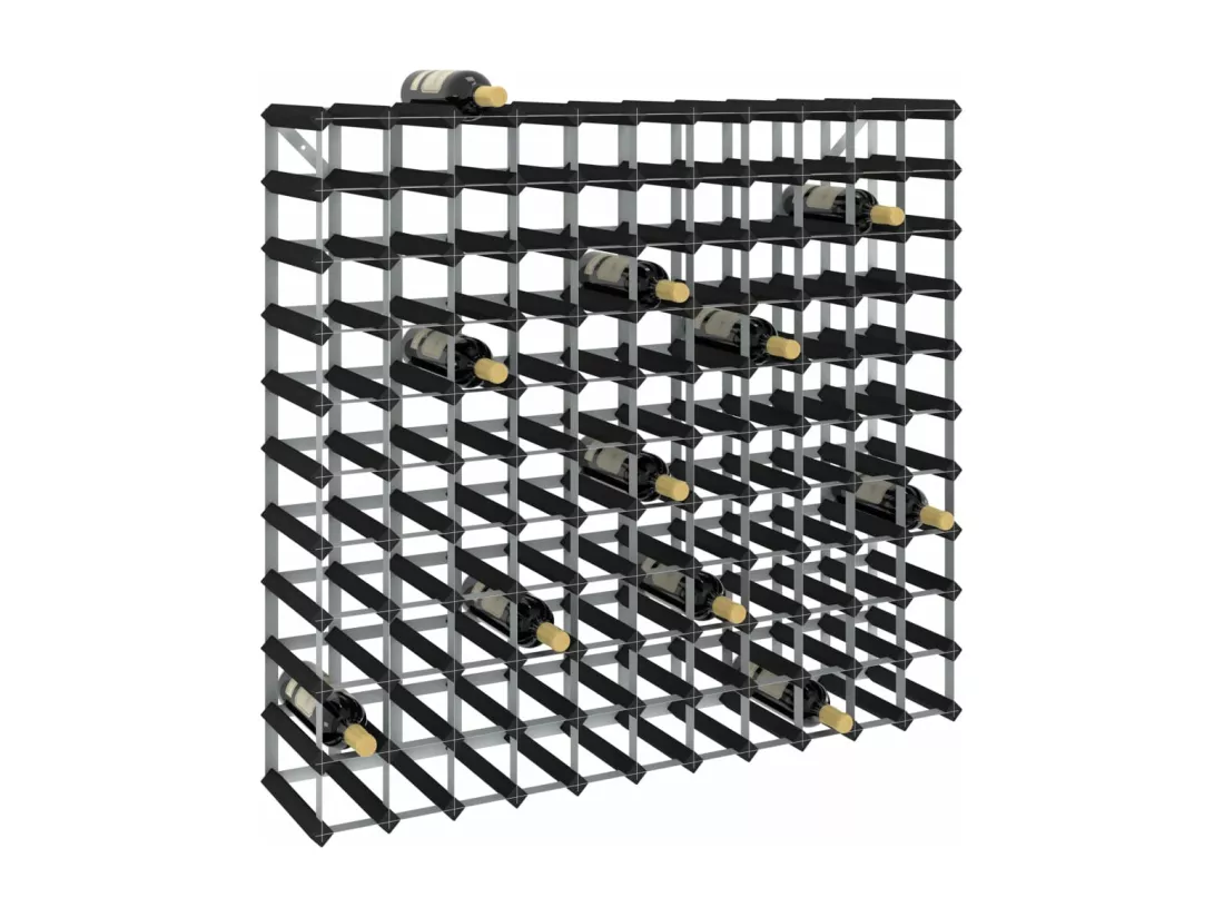 Casier à bouteilles pour 120 bouteilles Noir Bois de pin solide