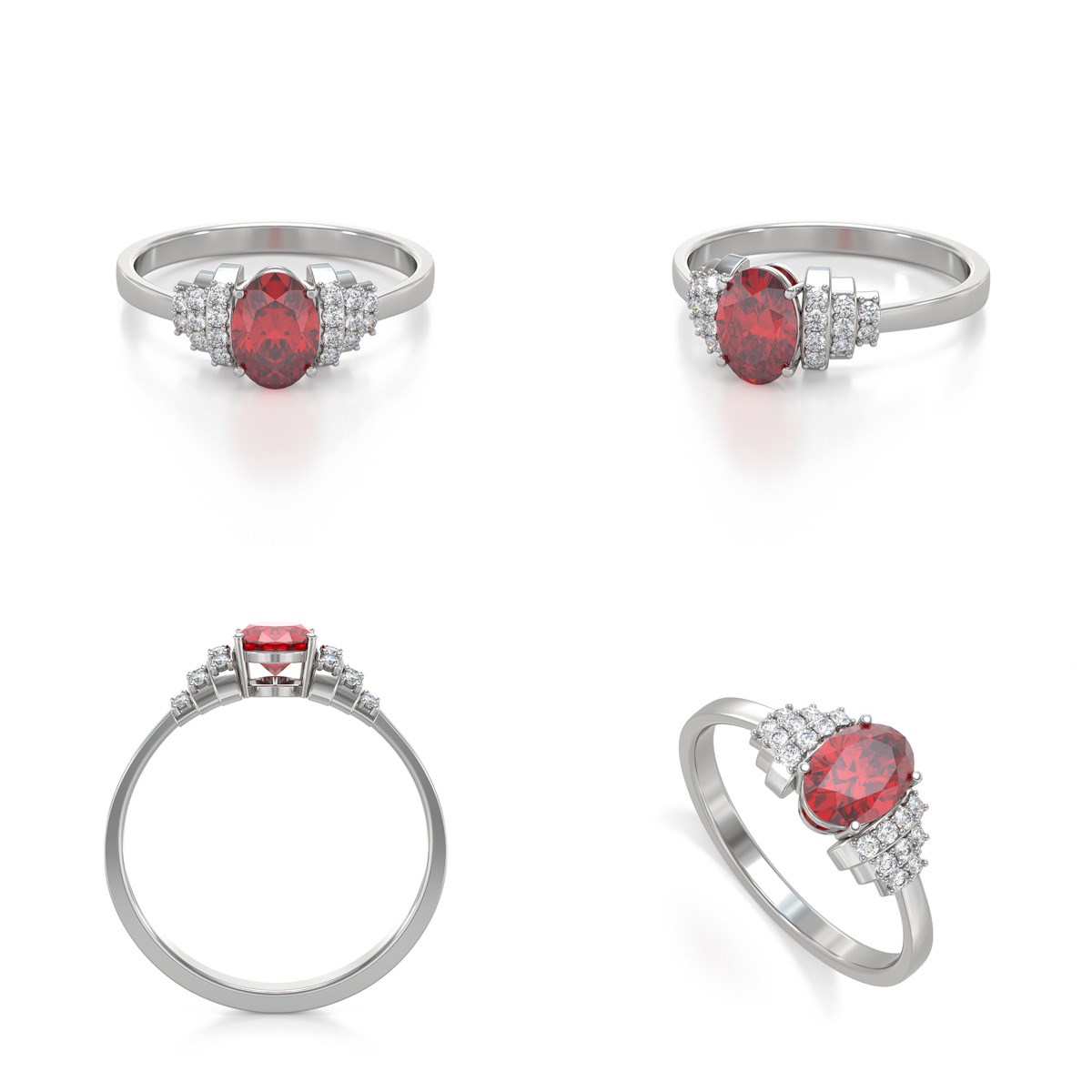 Bague Rubis et diamants sur Argent 925 2.24grs