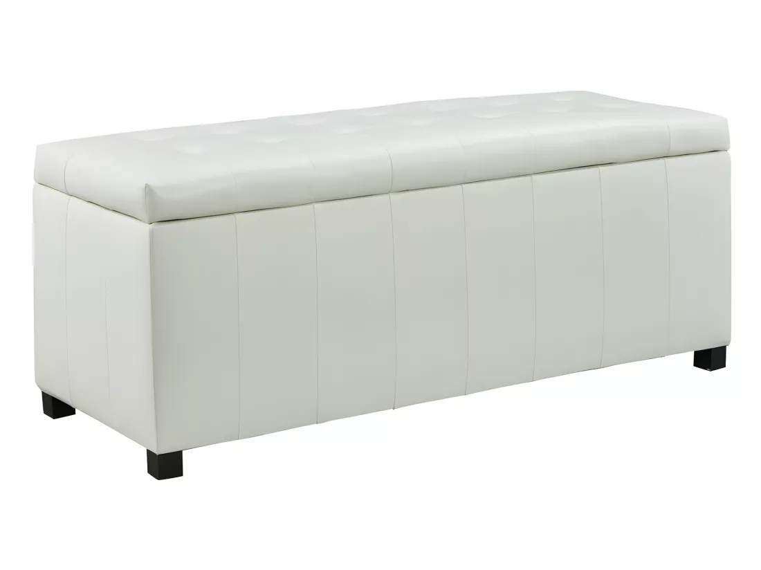 Banc coffre de rangement CONCIERTO en simili - Blanc