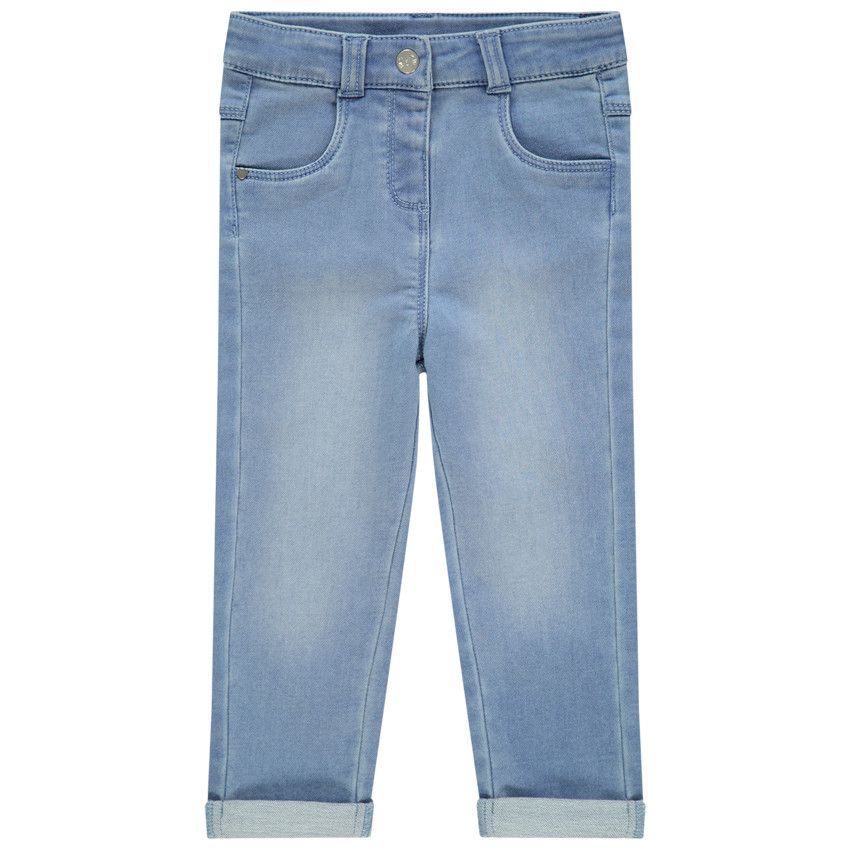 Jean effet used à poches forme chat - Bleu