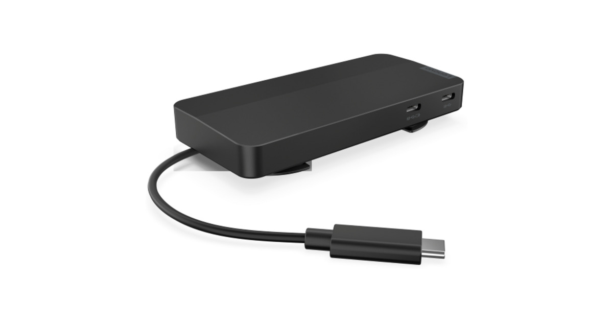 LenovoUSB-C-Travel Dock voor 2 schermen (met adapter) dockingstation  (Zwart)
