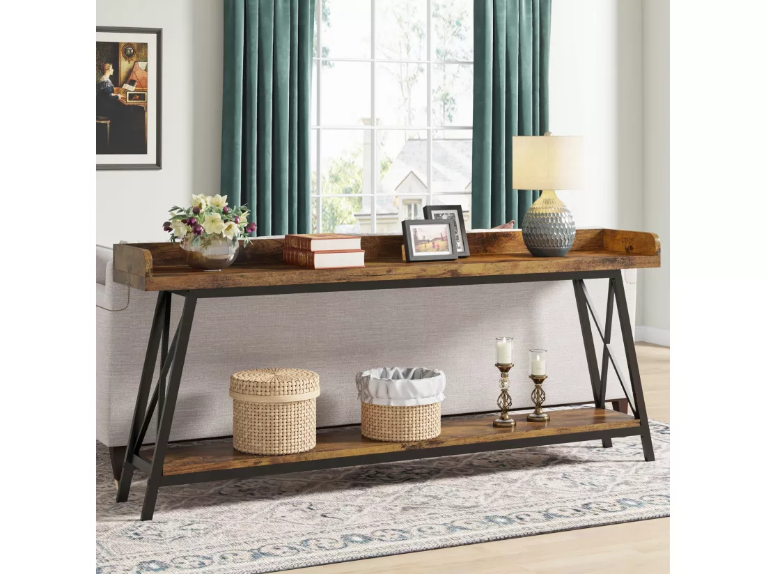 Tribesigns Table Console Derrière Le Canapé 180 cm Extra Longue, Table de Canapé Industrielle Rustique pour Salon, Table de Bar Longue pour Couloir d'Entrée étroite