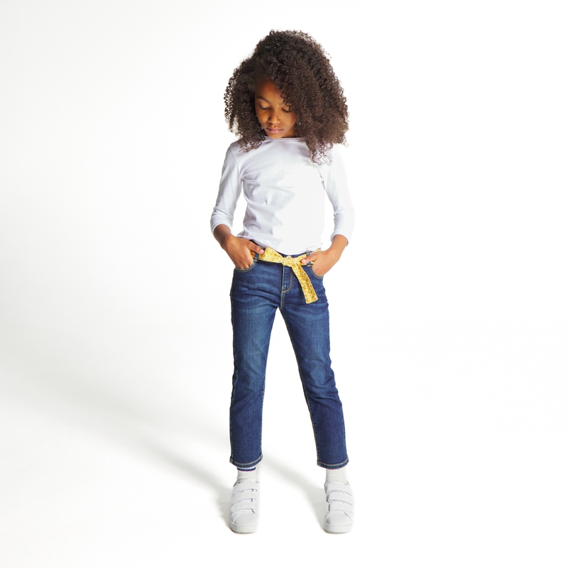 Jean slim ceinturé bleu fille