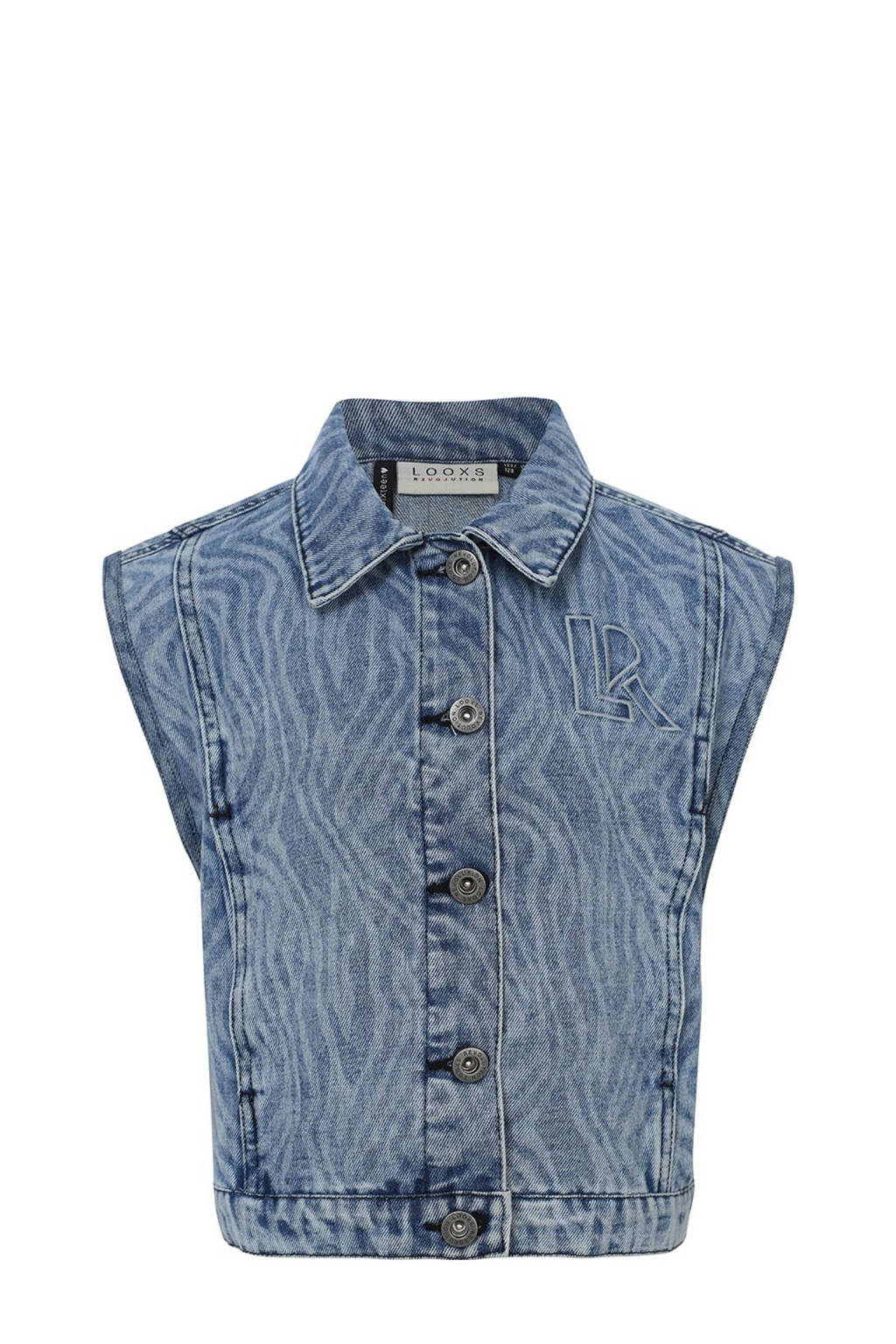 LOOXS gilet met all over print medium blue denim