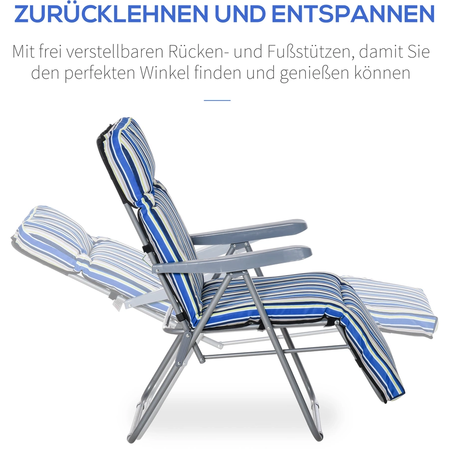 Outsunny Liegestuhl Set inklusive Polsterauflagen blau