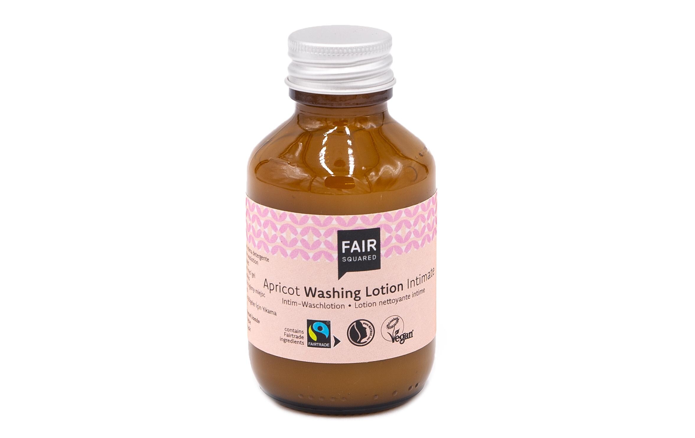 Intimpflege Waschlotion Apricot 100 mlNatürliche Intimwaschlotion mit fairtrade Aprikosenkernöl im plastikfreien ZeroWaste Mehrwegglas