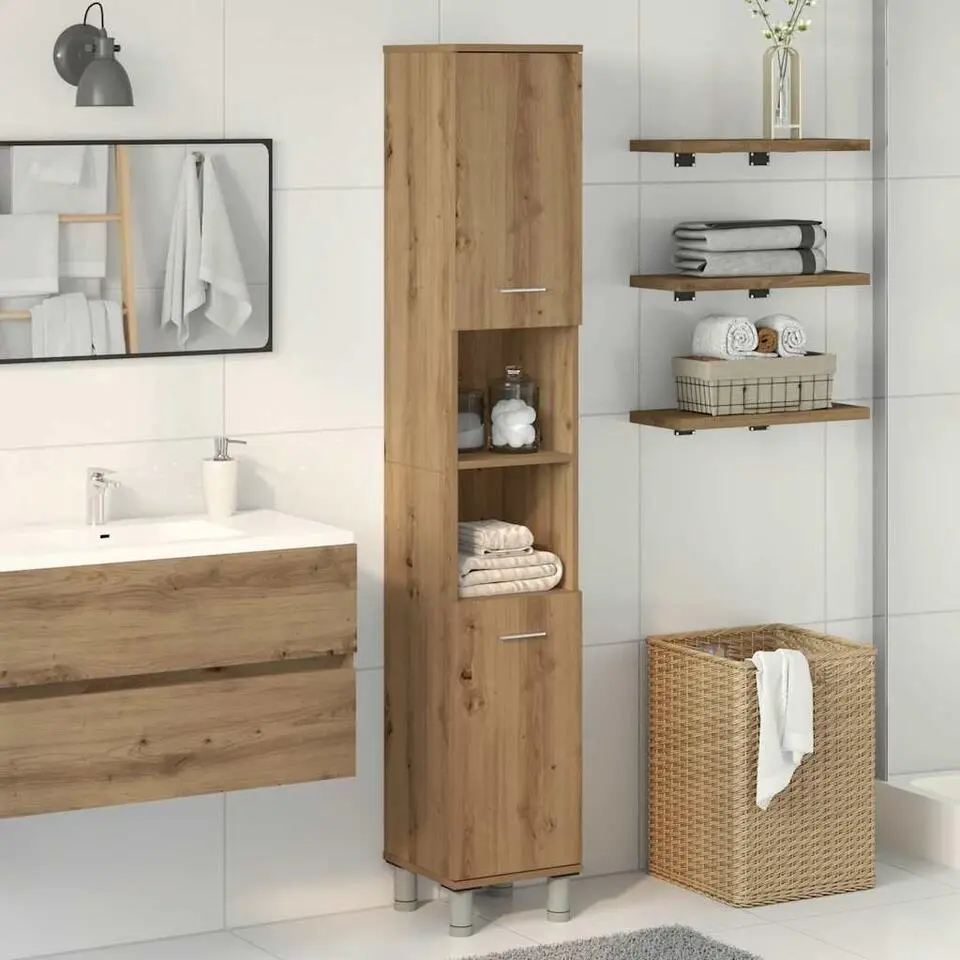 vidaXL - Kolomkast met 2 deuren 2 vakken - Artisan eiken - Hout - 30x30x179 cm