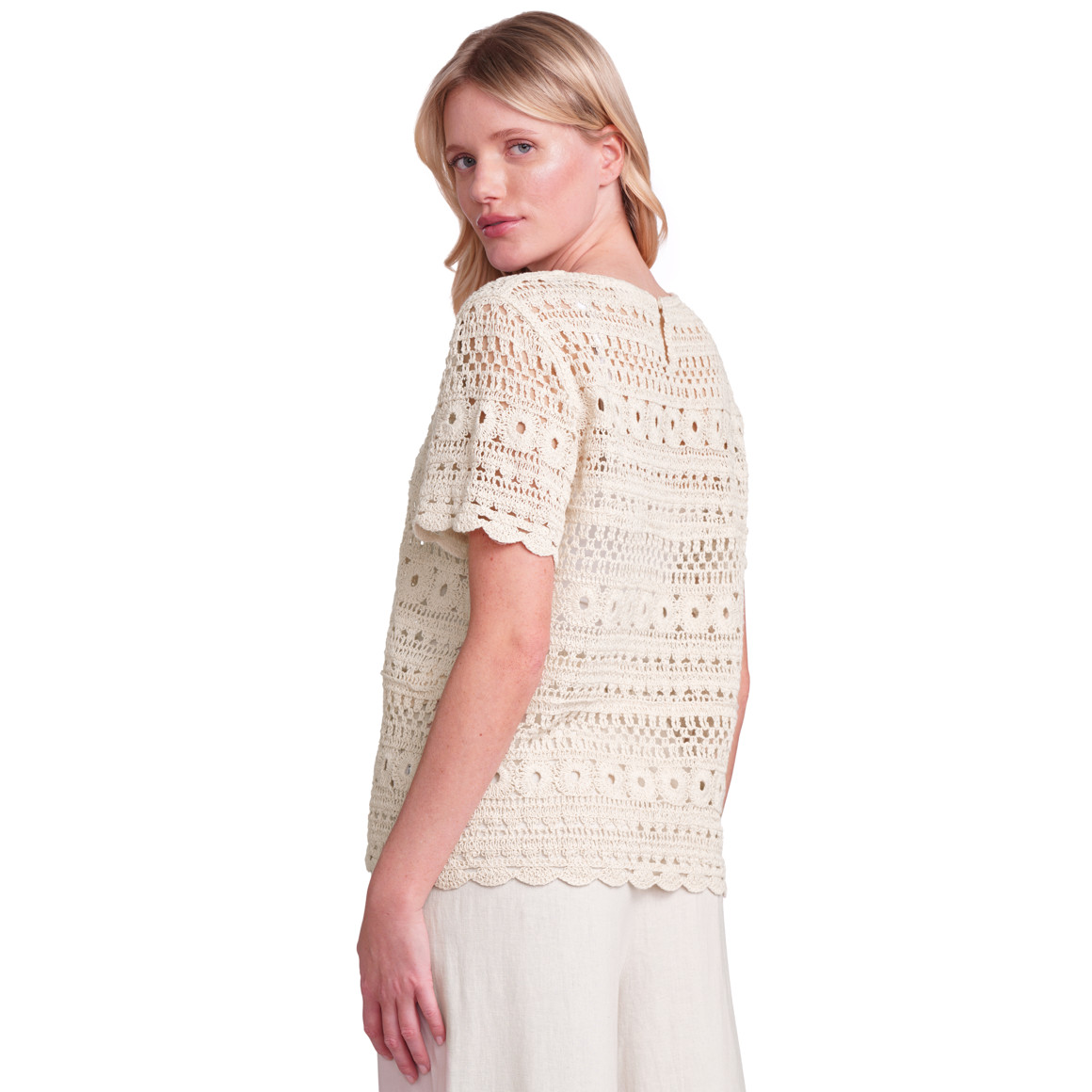 Gina Benotti Damen Strickshirt mit Ajour-Muster beige