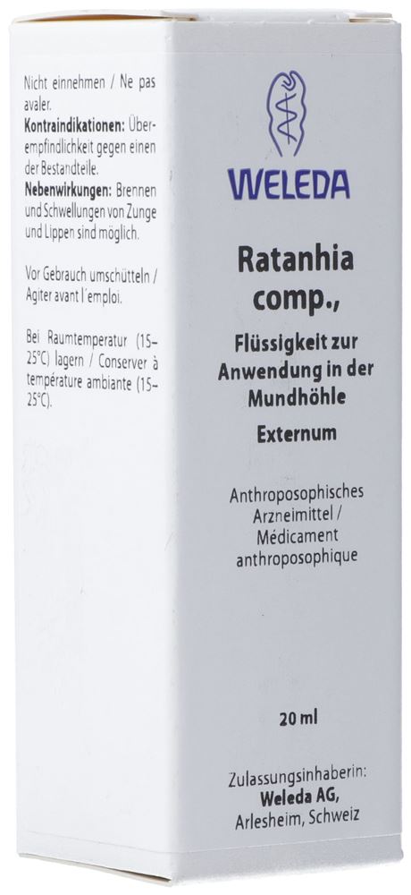Weleda Ratanhia comp.<br>20 ml, Flasche, Lösung zur Anwendung in der Mundhöhle, Flüssigkeit zur Anwendung in der Mundhöhle