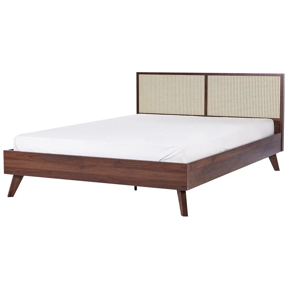MONPAZIER - Tweepersoonsbed - Donkerhout - 180 x 200 cm - Rotan