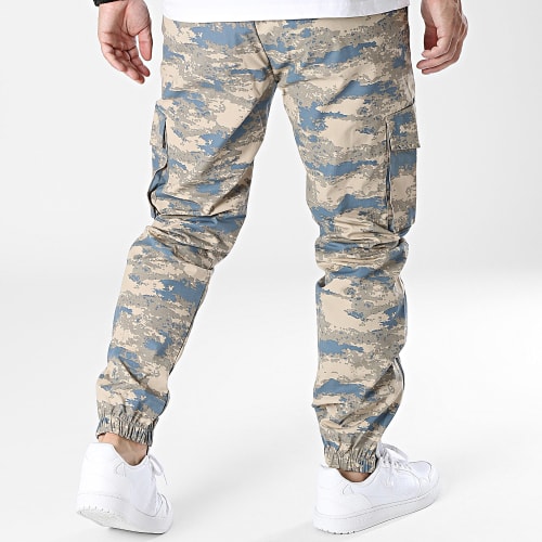 Pantalon Cargo Beige Bleu Clair Camouflage