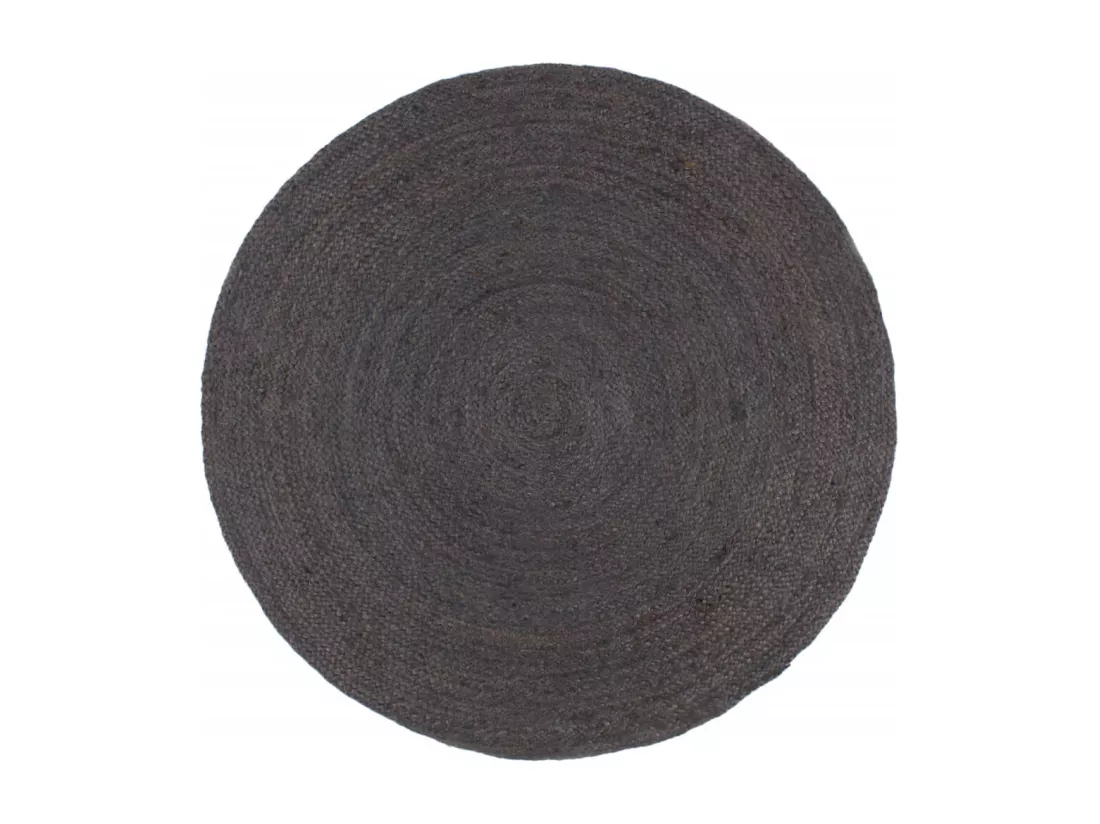 Tapis fait à la main jute rond 210 cm gris foncé