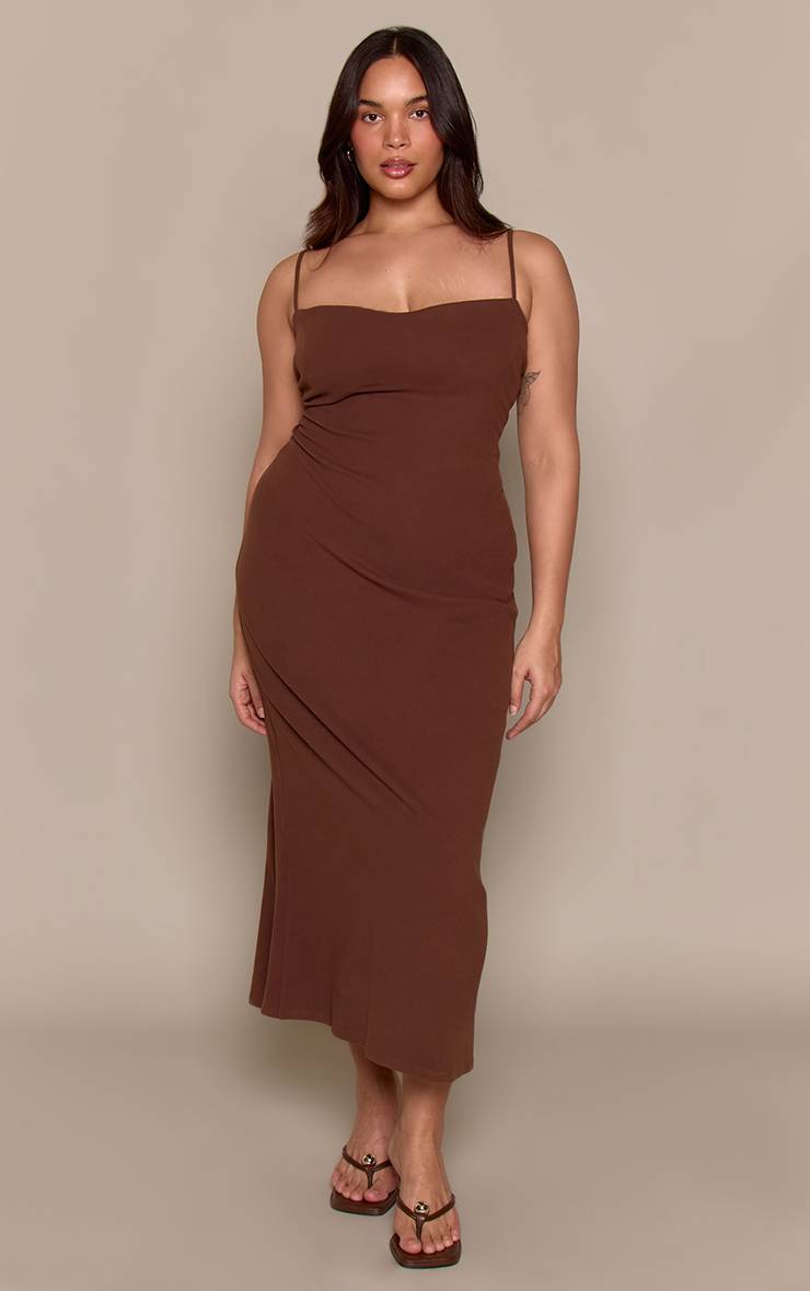 Chocolat Robe Maxi Grande Taille Au Toucher Doux