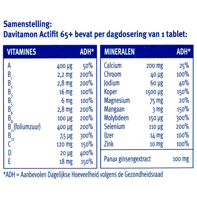 Davitamon Actifit 65+ Multivitamine 70 Stuks