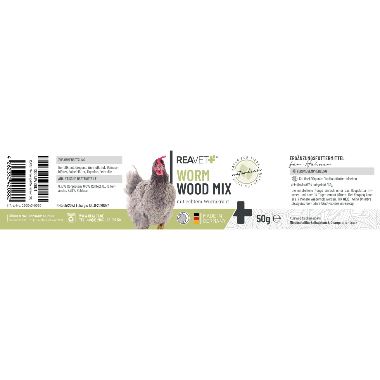 REAVET Wormwood Mix Pulver für Hühner 50g