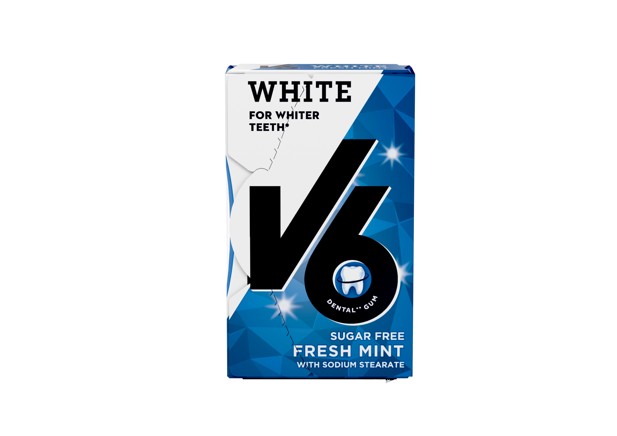 V6 White Kaugummi<br>24 Stück, Box, Freshmint