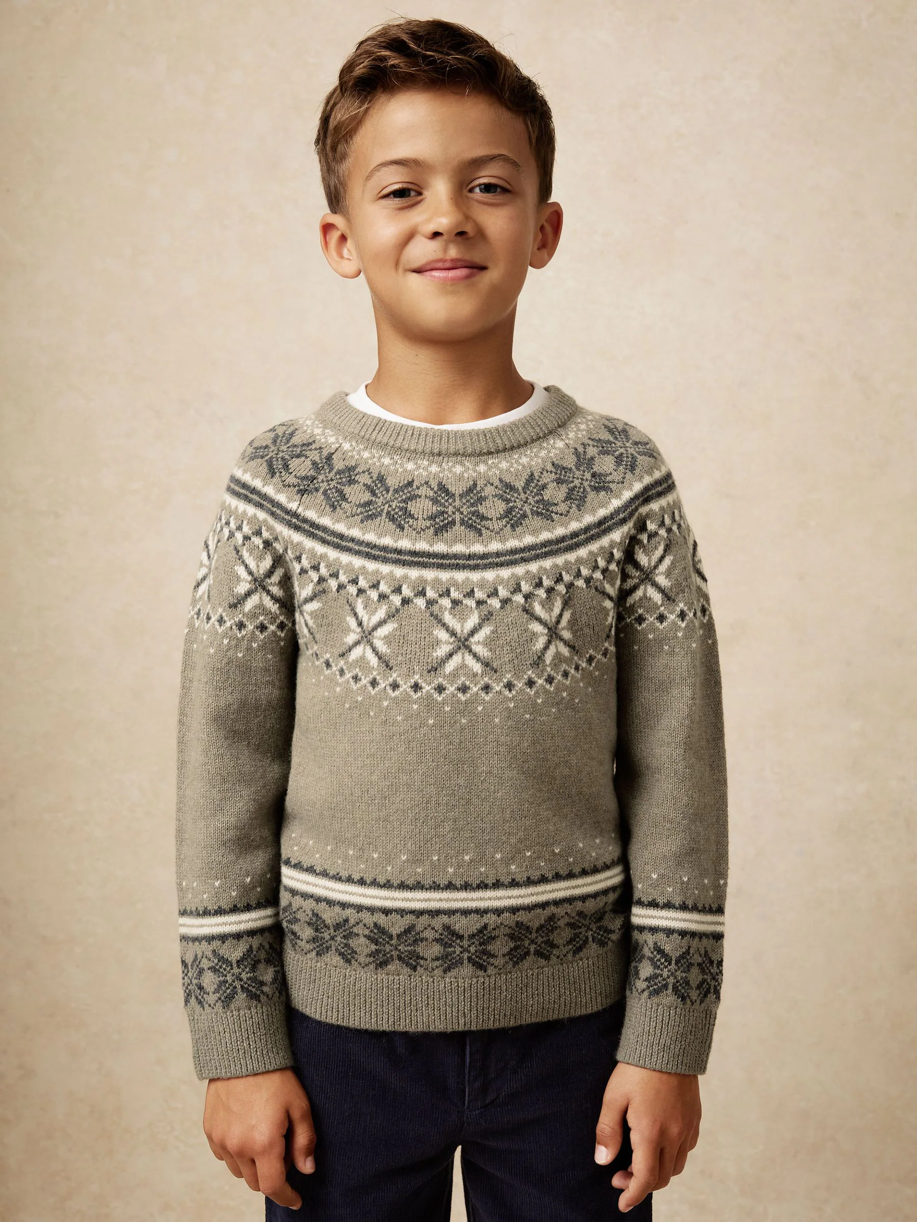 Reiss Sydney Fair Isle Crew-Neck Jumper with Wool