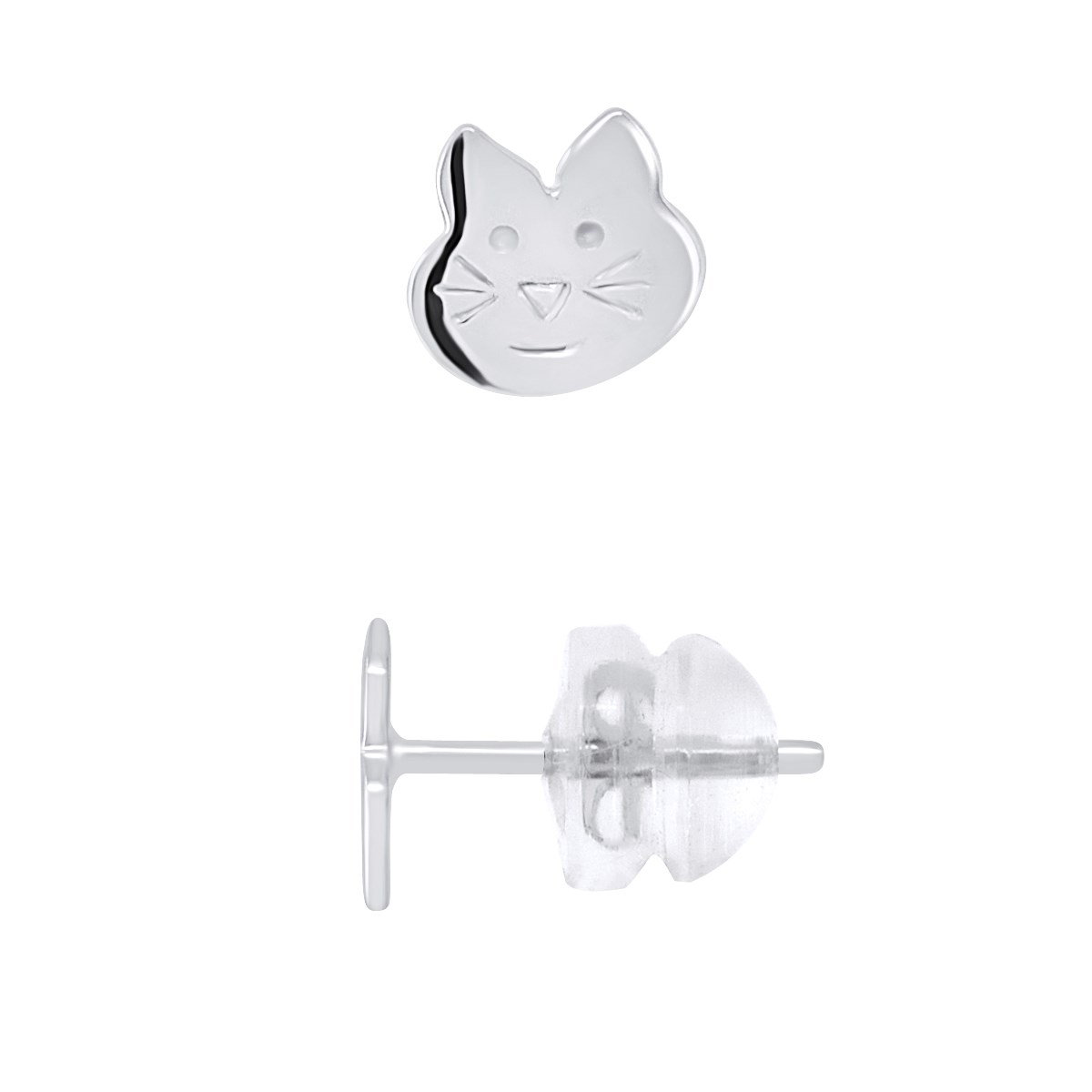 Boucles d'Oreilles CHAT - Or Blanc