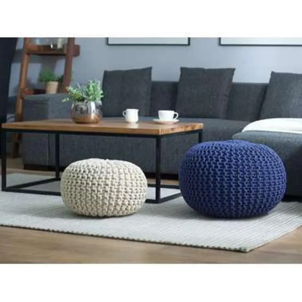 CONRAD - Poef - Blauw - 50 cm - Katoen