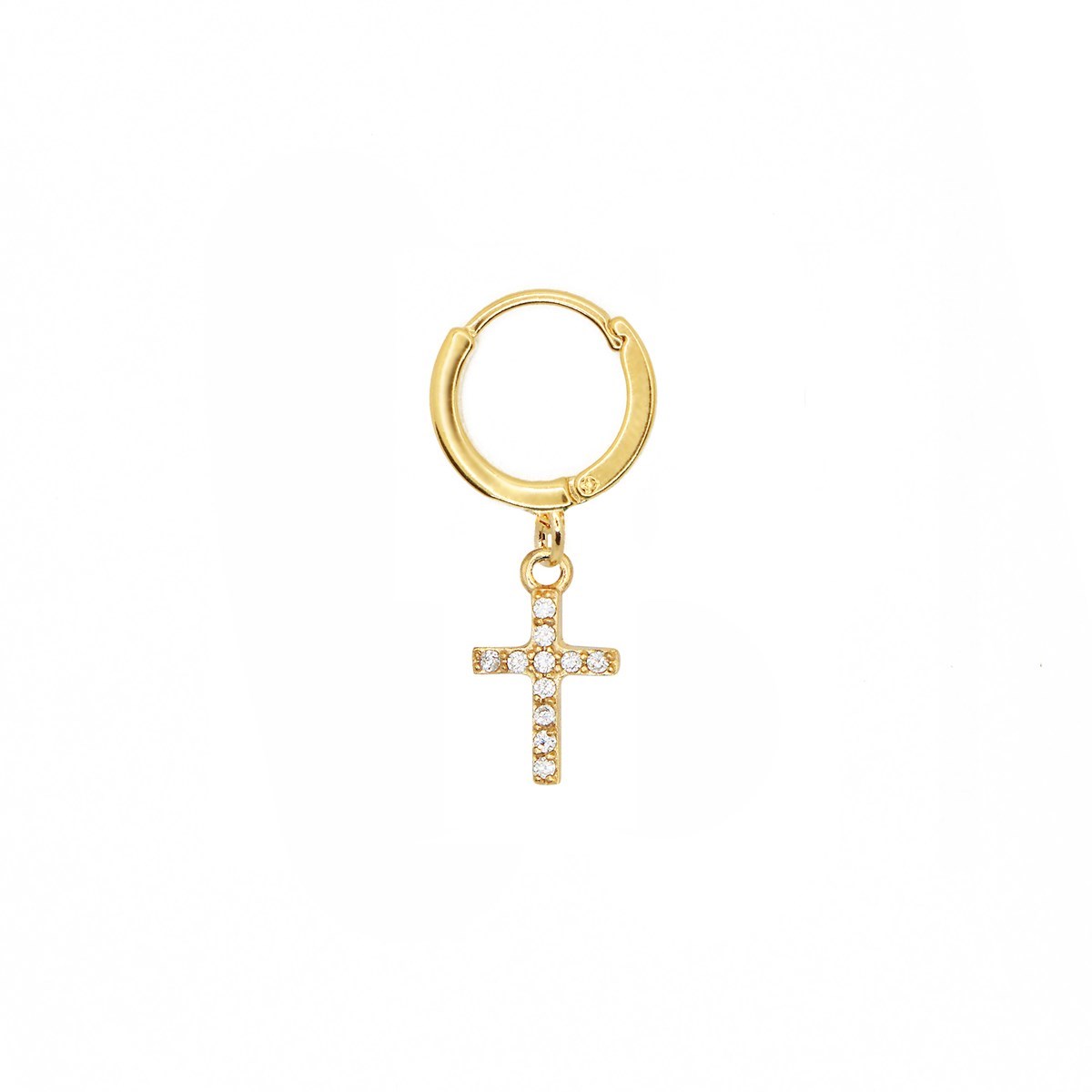 Boucle à l'unité croix dorée à l'or fin 24k LILY