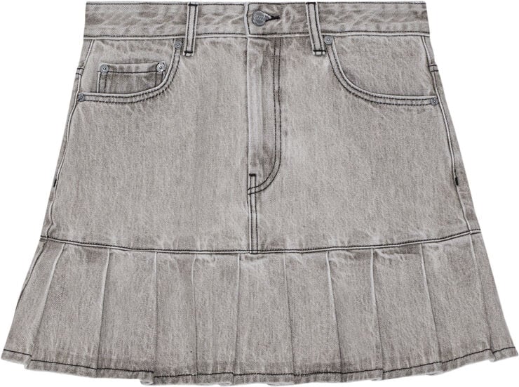 Ganni Future Denim Pleated Mini Skirt Gray quill
