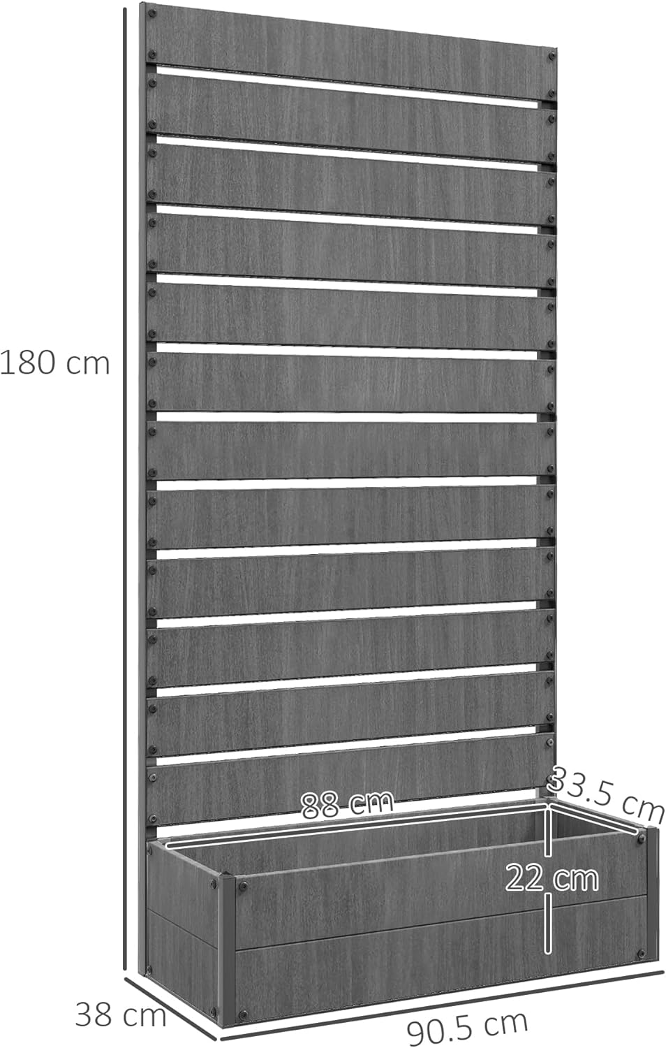 Outsunny Garten Pflanzkübel mit Rankgitter für Kletterpflanzen Reben Blumen Freistehendes Hochbeet für Garten Outdoor Terrasse Pflanzkasten mit Drainagespalt Dunkelgrau