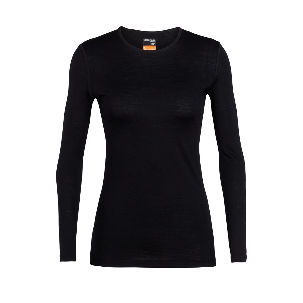 Icebreaker 200 Oasis Crewe Longsleeve Damen schwarz
