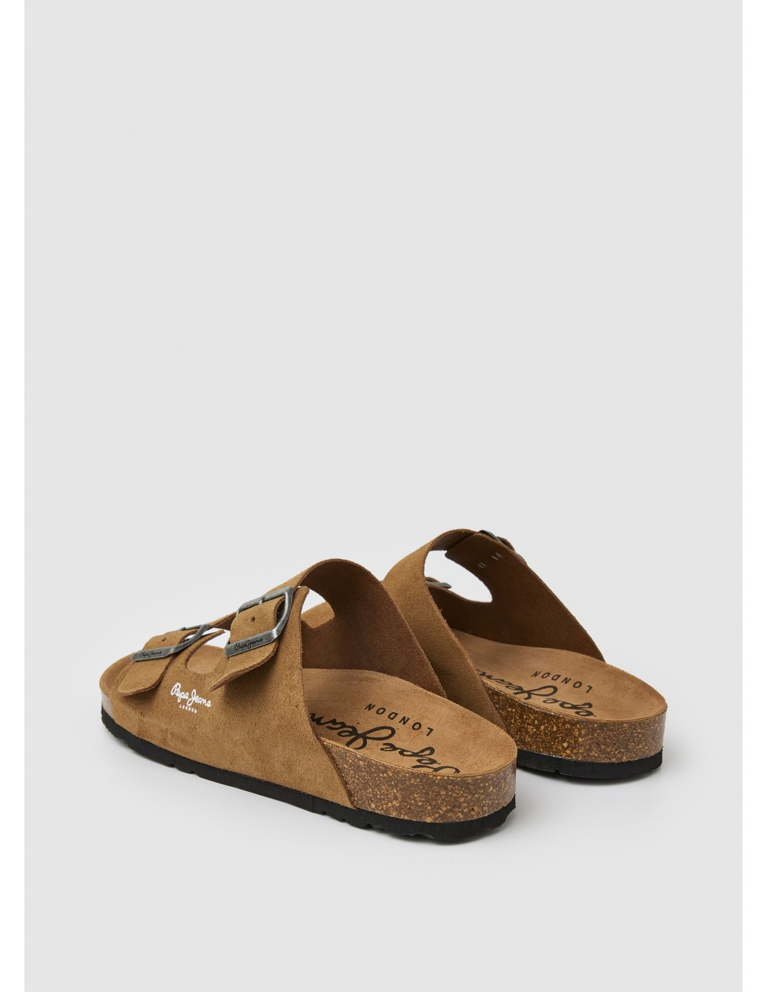 pepe jeans sandales homme bio daim marron camel