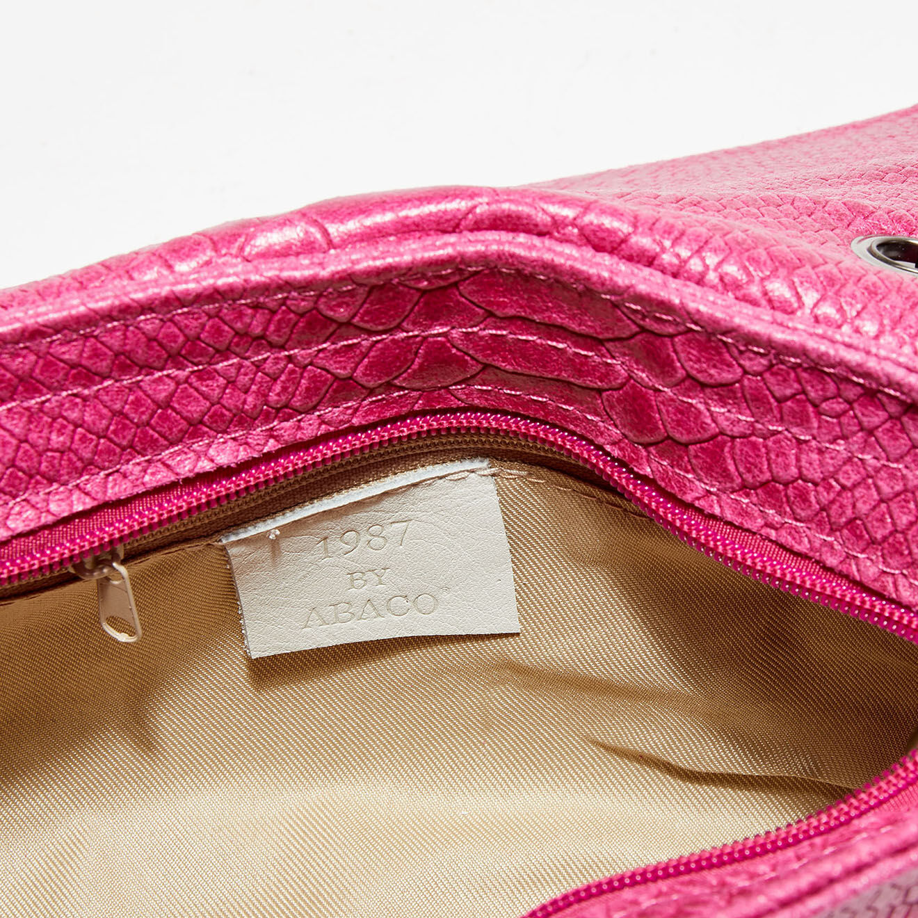 1987 by Abaco Sac bandoulière en Cuir croco Kora fushia - 21x15x7 cm