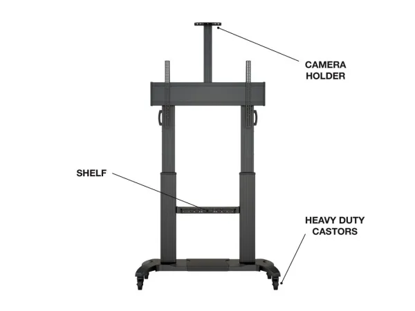 Multibrackets M Public Dual Pillar 180 HD - Vogn med hjul - for fladt panel - aluminium - sort - skærmstørrelse: 60