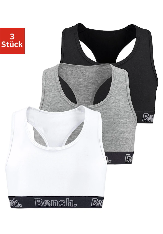 Bench. Bustier Packung, 3 Stk. in sportlicher Optik mit Ringerrücken