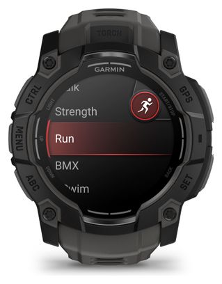 Montre GPS Garmin Instinct 3 AMOLED - 50 mm Noir avec Bracelet en Silicone Gris Charcoal