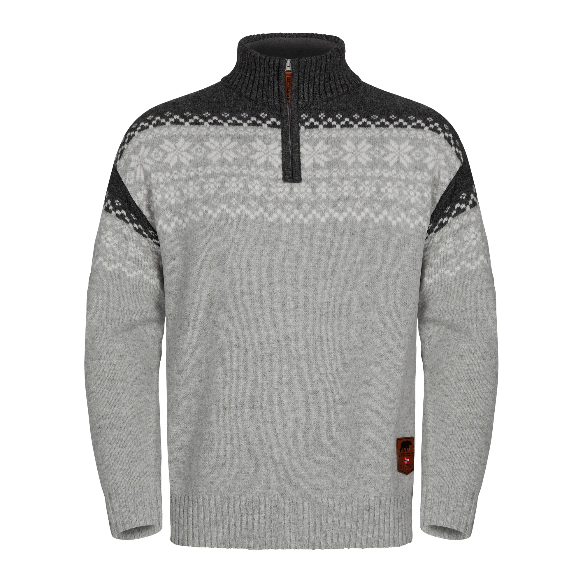 Gridarmor Snøkrystall Hz Ullgenser Men Light Grey/Dark Grey/White