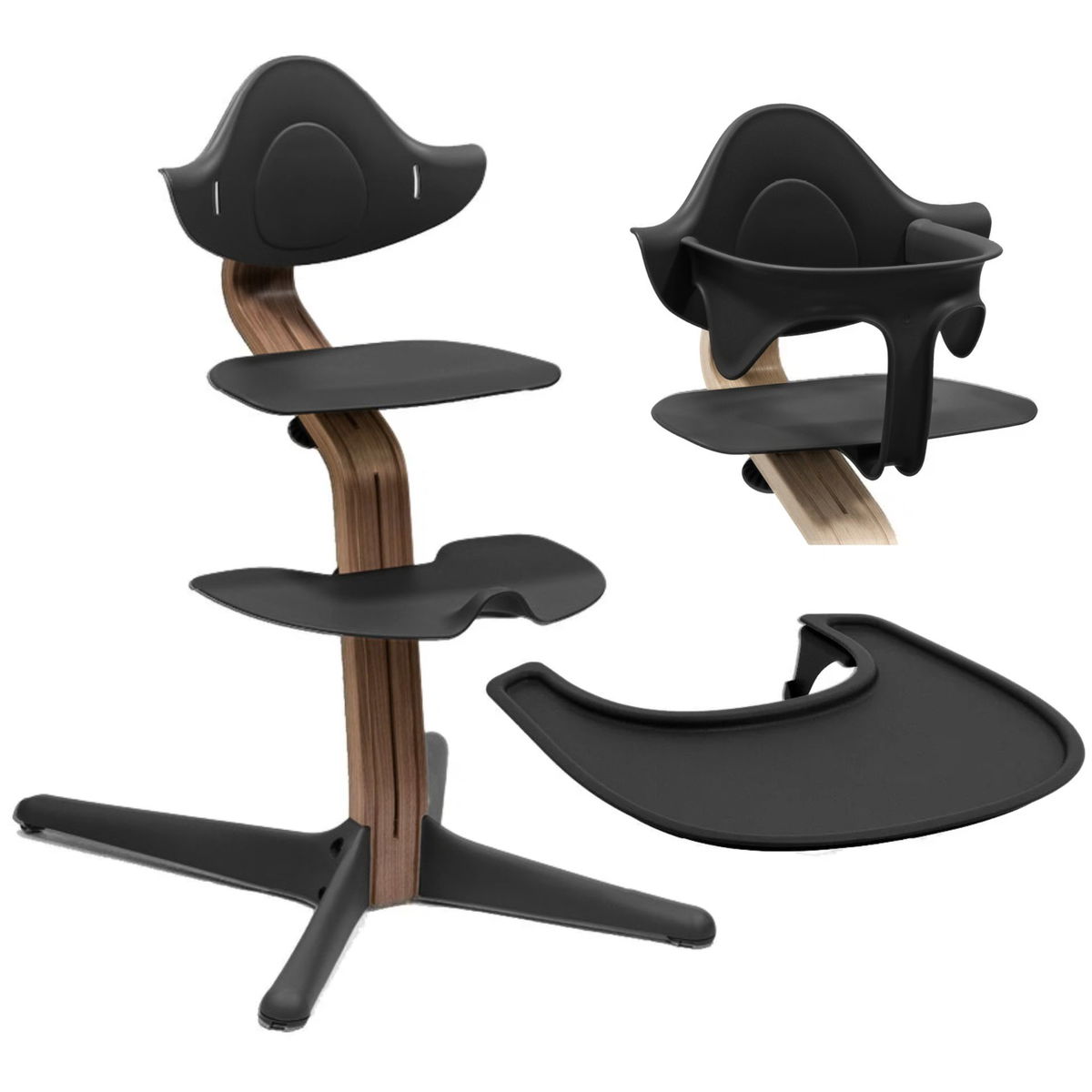 STOKKESTOKKE   Nomi Walnut Stuhl inkl. Baby Set und Tray black