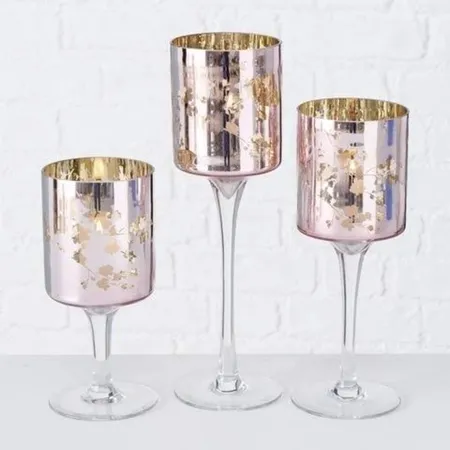 Boltze Windlicht Sakura rosa, 3 teilig