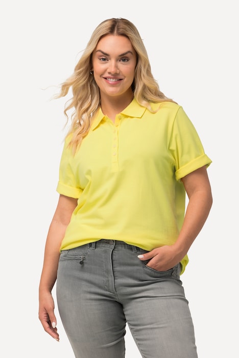 Poloshirt, Piqué, Polokragen, Samt-Knopfleiste, Halbarm