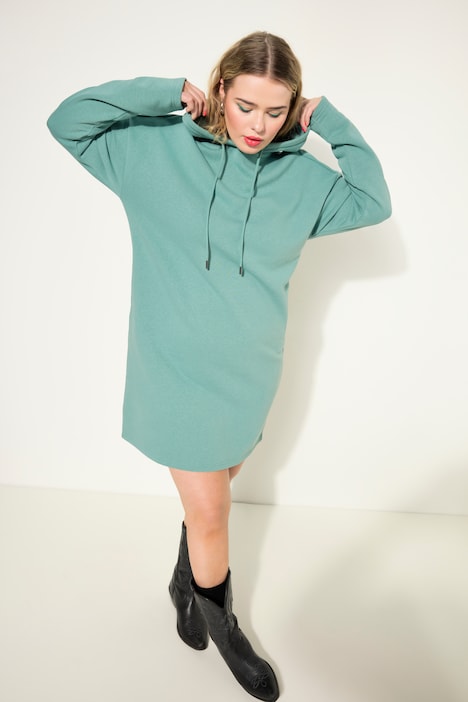 Sweatkleid, oversized, Kapuze, Langarm