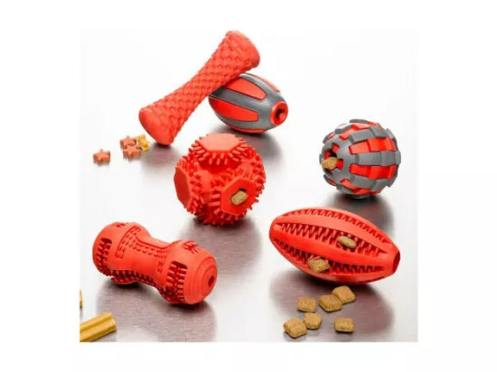 Jouet à macher cube distributeur de friandises - Rouge - D 10 cm