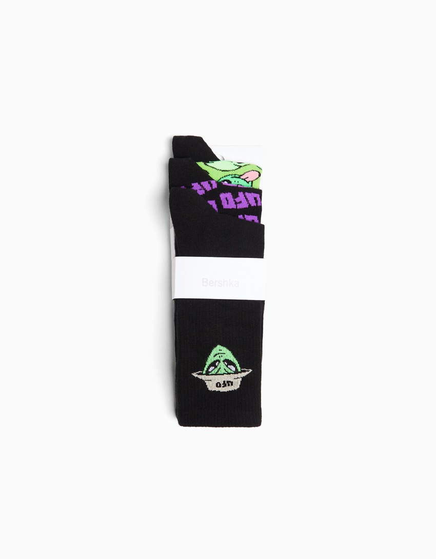 Pacote com 3 pares de meias estampadas