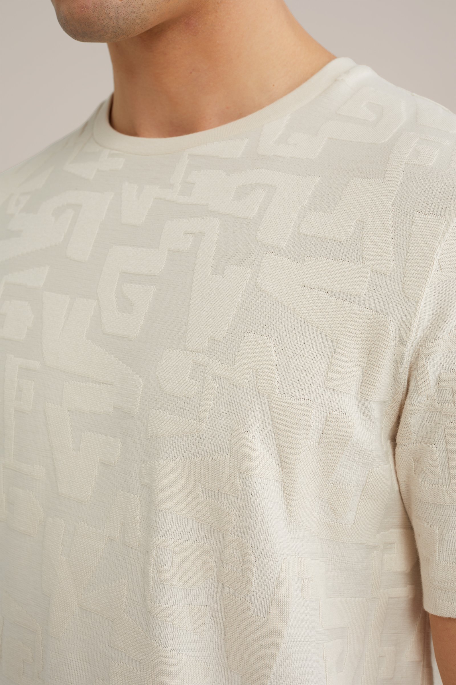 T-shirt met structuur Van Gils Beige
