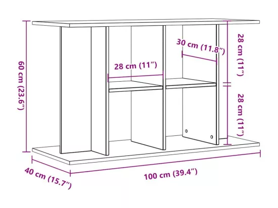 Support d'aquarium chêne artisanal 100x40x60 cm bois ingénierie