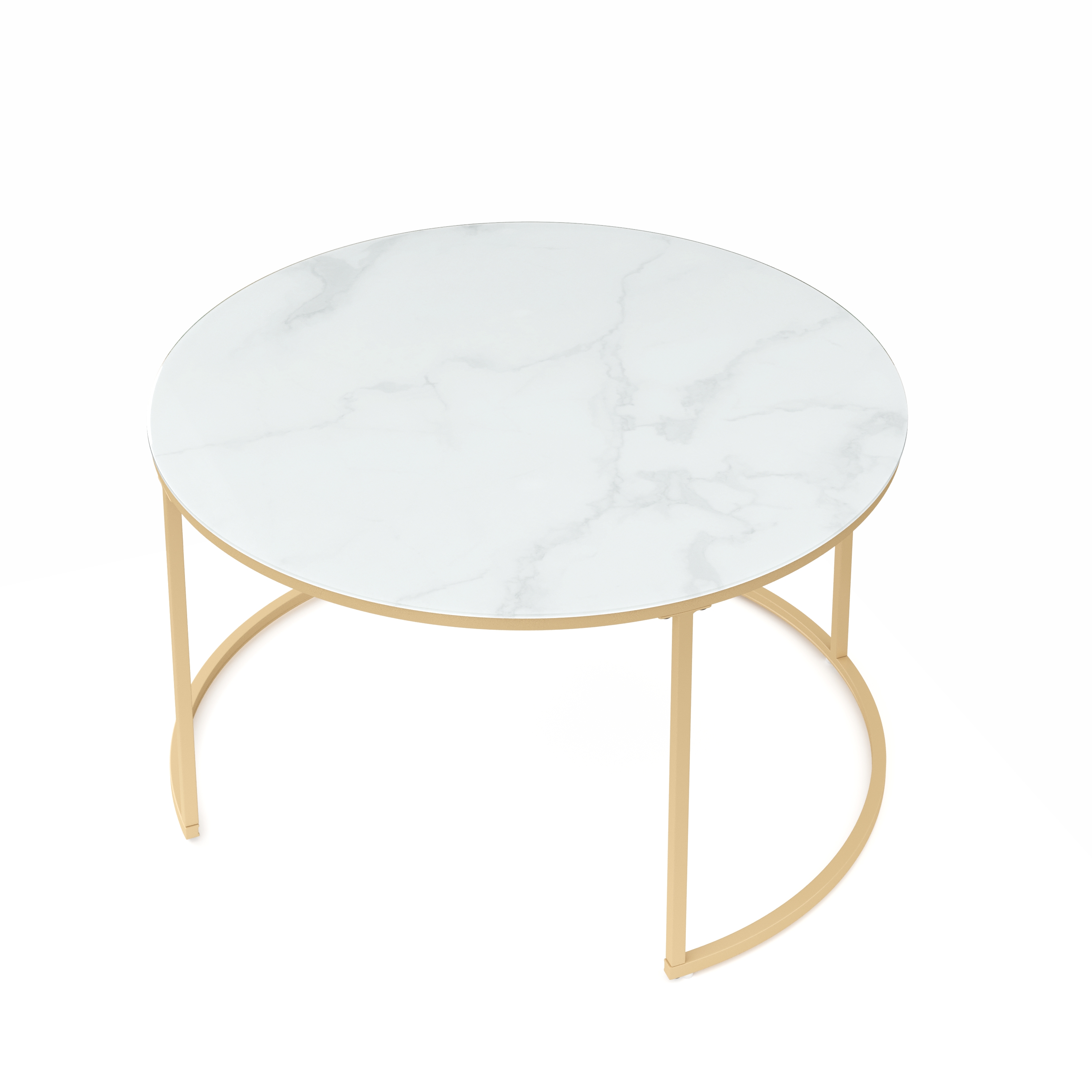Beistelltisch Glas AMAYA rund 2-teilig weiss/gold