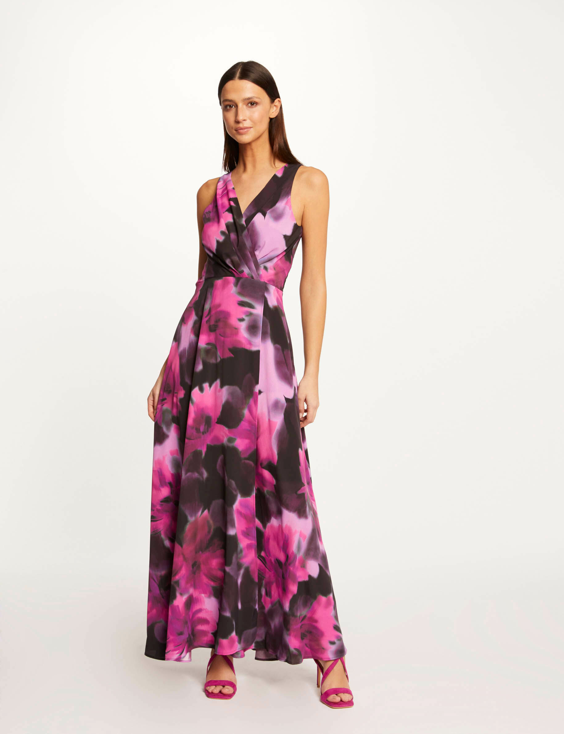 Robe longue trapèze imprimé abstrait multico femme - multico