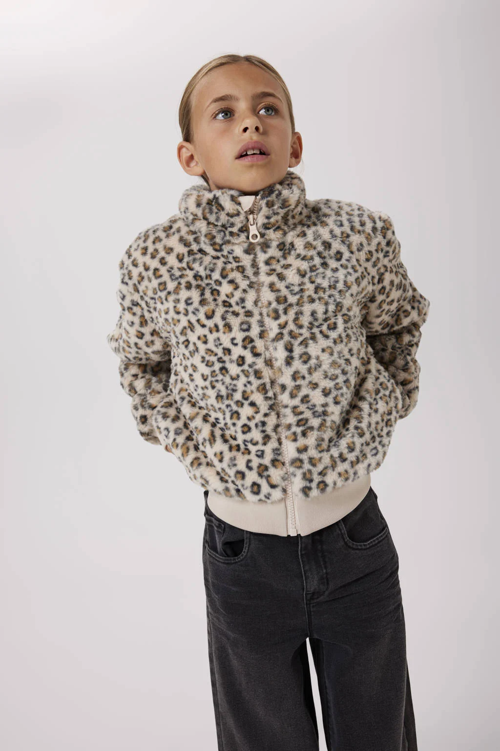 NAME IT KIDS imitatiebonten faux fur jas lichtbruin
